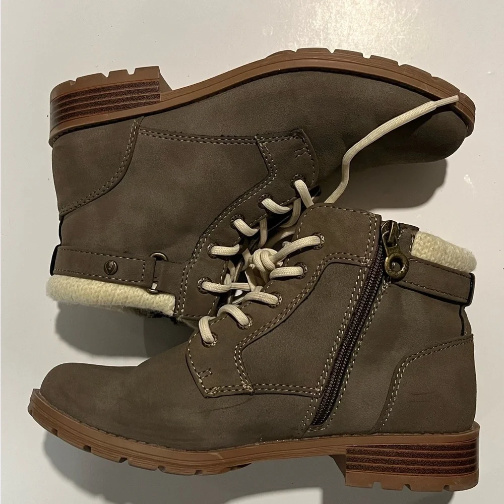Rugged Brown and Cream Ankle Booties with Cozy Lining